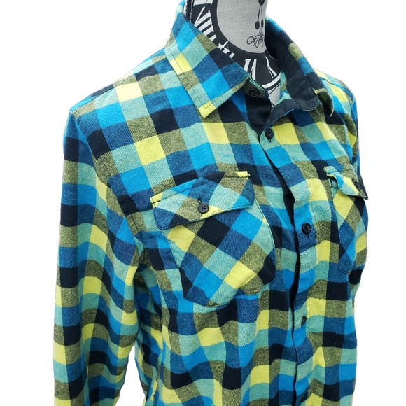 The DC Shoe Company Women's size X-Small 100% Cotton Lg Box Plaid Flannel shirt - Picture 4 of 9